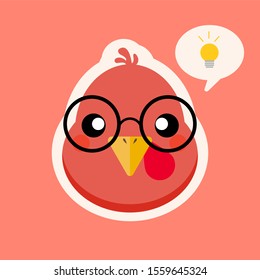 Turkey chicken cartoon character design. Thanksgiving turkey mascot. Vector character. Turkey head cartoon in flat style vector illustration