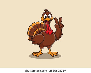 Ilustración vectorial de dibujos animados de pollo de pavo
