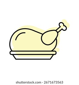 Icono de línea delgada de la sombra del color del pollo de Turquía, Vector, pixel perfecto, archivo del ilustrador 