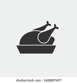 Turkey chicken dressed vector icon on a platter