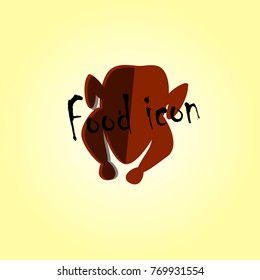 Turkey, chicken icon. Brown textures. 
Illustration can be used in the brochures,
advertisements, banners. Shadow. Text: Food icon. Meat.
