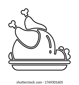 Icono de pollo de Turquía, signo de vector de contorno, pictograma de estilo lineal aislado en blanco. Símbolo, ilustración del logotipo. Trazo editable. Ilustración vectorial Eps10.