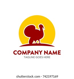 turkey chicken logo vector illustration. editable. flat color