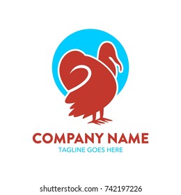 turkey chicken logo vector illustration. editable. flat color