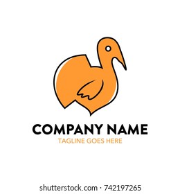 turkey chicken logo vector illustration. editable. flat color