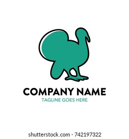 turkey chicken logo vector illustration. editable. flat color