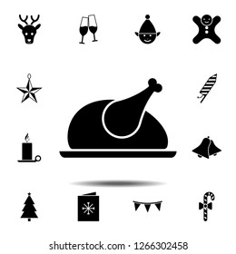 Turkey or chicken on a plate icon. Simple glyph vector element of Christmas, New Year and holidays icons set for UI and UX, website or mobile application