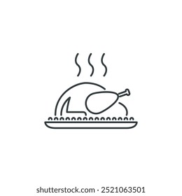 Turkey, chicken, steam, food, restaurant, cafe, cooking icon, vector illustration