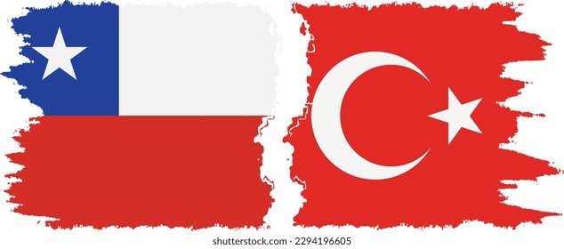 Verbindung zwischen der Türkei und Chile mit Grunge-Flaggen, Vektorgrafik
