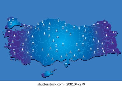 Turkey  City Map Country Türkiye İller Haritası