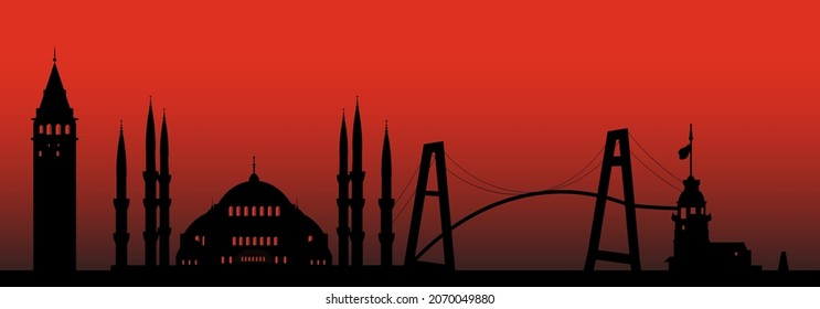 Turkey cityscape vector illustration flat design