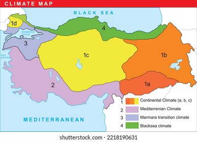 turkey climate map, map showing climates in turkey