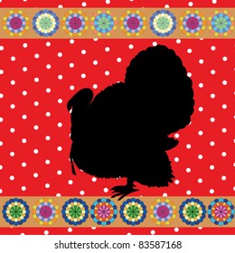 turkey clip art background, retro style card