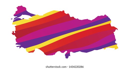 Turkey colorful vector map silhouette
