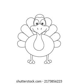 Turkey Coloring Page for Kids. Bird. Educational worksheet for children education. Kids activity
