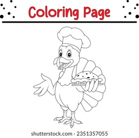 Turkey Coloring page for kids. Happy farm animal coloring book.