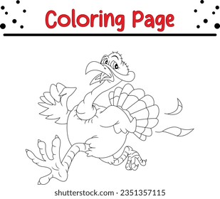 Turkey Coloring page for kids. Happy farm animal coloring book.