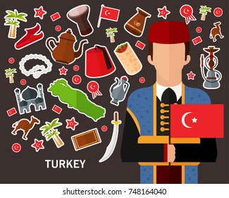 Turkey concept background .Flat icons