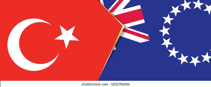 Turkey and Cook Islands flags, two vector flags symbol of relationship or confrontation.