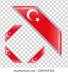 Turkey corner national flag with shadow