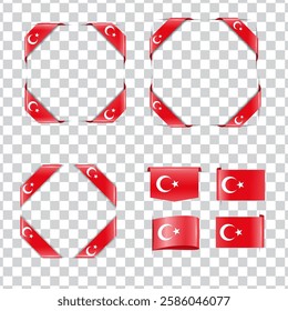 Turkey corner national flag with shadow