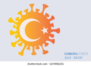 Turkey coronavirus information banner. Along with the Turkish flag, vector illustration