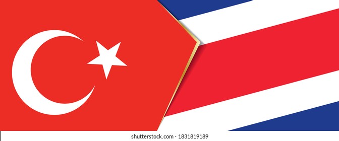 Turkey and Costa Rica flags, two vector flags symbol of relationship or confrontation.