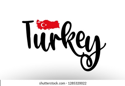 Turkey Country Big Text With Flag Inside Map Suitable For A Logo Icon Design