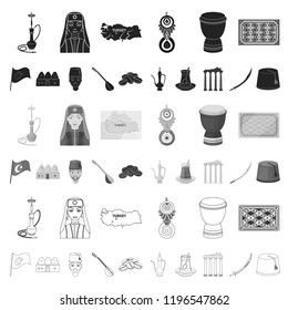 Turkey country cartoon icons in set collection for design.Travel and attractions vector symbol stock web illustration.