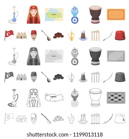 Turkey country cartoon icons in set collection for design.Travel and attractions vector symbol stock web illustration.