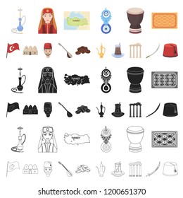 Turkey country cartoon icons in set collection for design.Travel and attractions vector symbol stock web illustration.