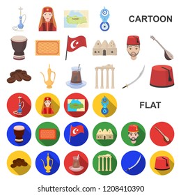 Turkey country cartoon icons in set collection for design.Travel and attractions vector symbol stock web illustration.