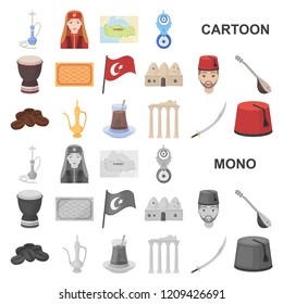 Turkey country cartoon icons in set collection for design.Travel and attractions vector symbol stock web illustration.