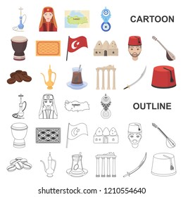 Turkey country cartoon icons in set collection for design.Travel and attractions vector symbol stock web illustration.