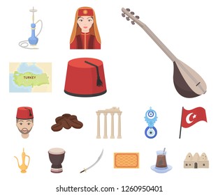 Turkey country cartoon icons in set collection for design.Travel and attractions vector symbol stock web illustration.