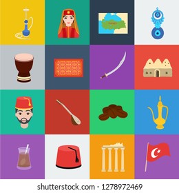 Turkey country cartoon icons in set collection for design.Travel and attractions vector symbol stock web illustration.