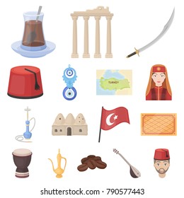 Turkey country cartoon icons in set collection for design.Travel and attractions vector symbol stock web illustration.