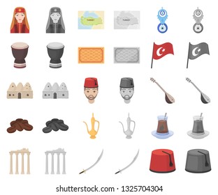 Turkey country cartoon,monochrom icons in set collection for design.Travel and attractions vector symbol stock web illustration.