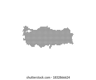 Turkey, country, dotted map on white background. Vector illustration.
