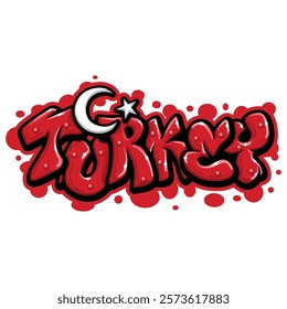 turkey country flag in graffiti art style