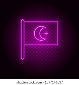 turkey, country, flag. Pink neon vector icon. Transparent background