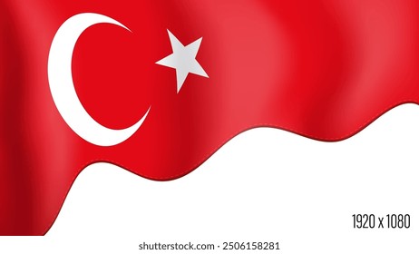 Turkey country flag realistic independence day background. Turkish commonwealth banner in motion waving, fluttering in wind. Festive patriotic HD format template for independence day