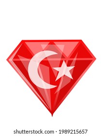 Turkey country flag vector in diamond shape