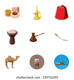 Turkey country icons set. Cartoon illustration of 9 Turkey country vector icons for web