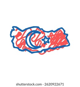 turkey country map flag doodle icon sketch vector. turkey country map flag sign. isolated symbol illustration