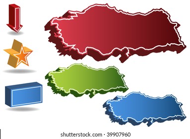 Turkey country map isolated on a white background.