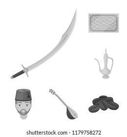 Turkey country monochrome icons in set collection for design.Travel and attractions vector symbol stock web illustration.