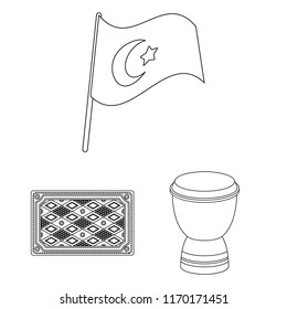 Turkey country outline icons in set collection for design.Travel and attractions vector symbol stock web illustration.