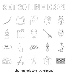 Turkey country outline icons in set collection for design.Travel and attractions vector symbol stock web illustration.