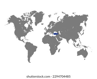 turkey country selected on world map 
